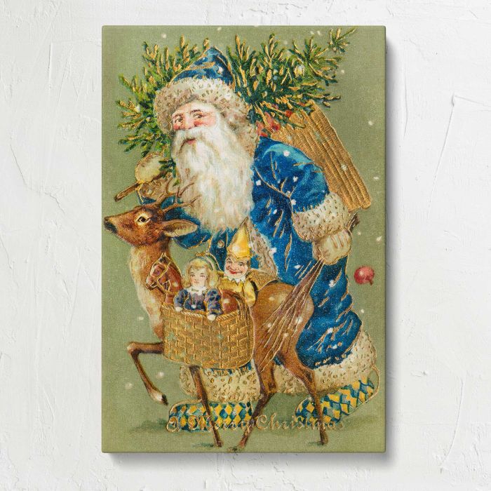 Merry Christmas — Santa Claus with Gifts (c. 1900s) canvas print, front canvas view