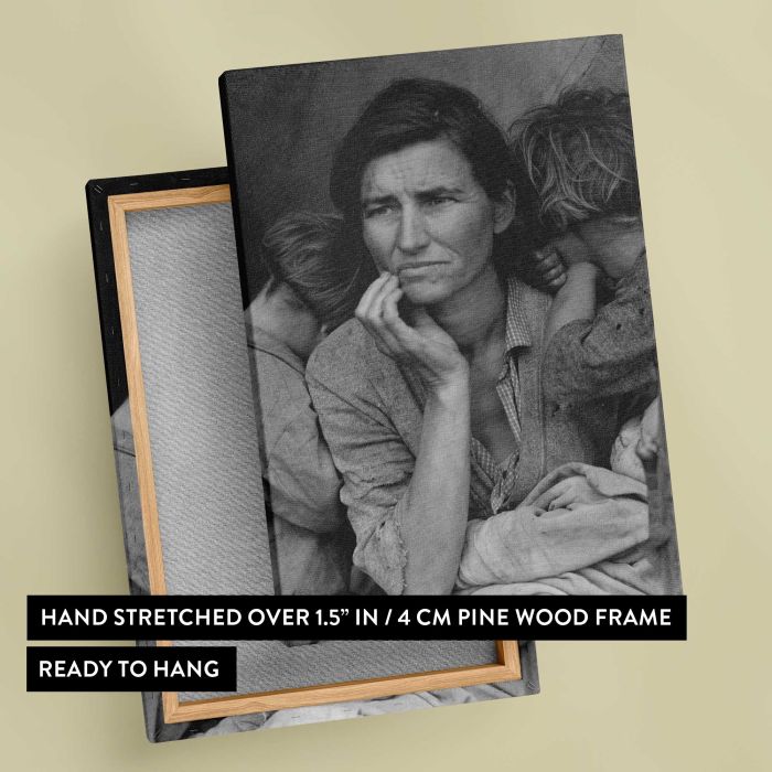 Migrant Mother, Nipomo, California by Dorothea Lange canvas print, canvas reverse and frame view