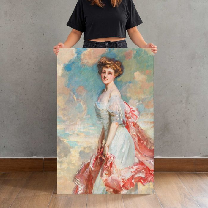 Miss Grace Woodhouse (1890) by John Singer Sargent canvas print, canvas shown with a person for scale