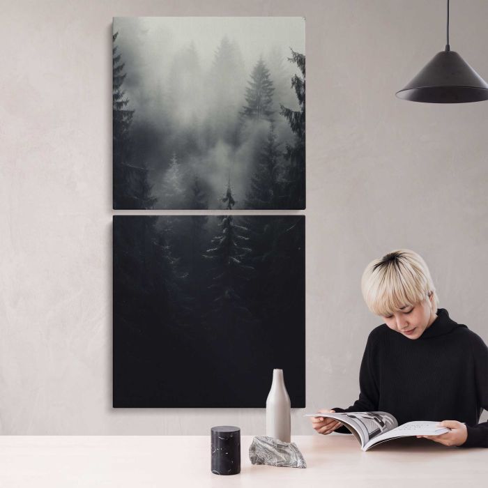 Misty Woodland Landscape canvas print, interior display view