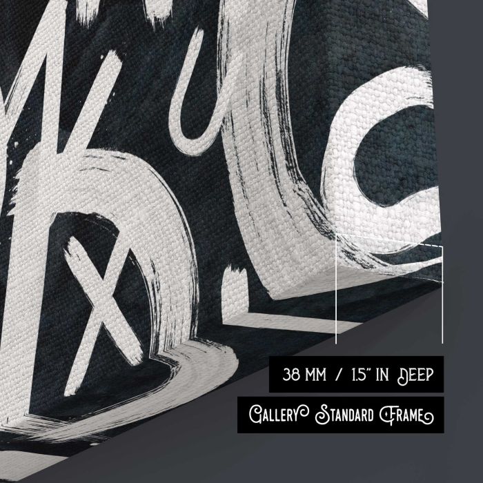 Mixed Letters in Black and White canvas print, canvas surface and edge detail