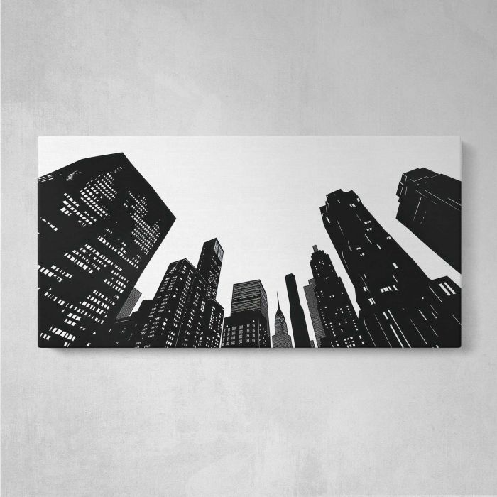 Monochrome City Skyline canvas print, front canvas view