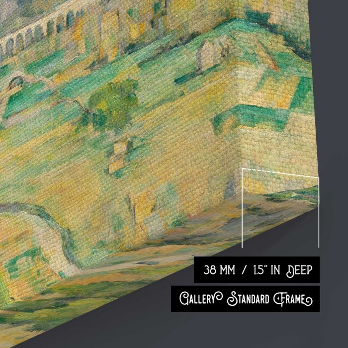 Mont Sainte-Victoire and the Viaduct of the Arc River Valley (ca. 1882–1885) by Paul Cézanne canvas print, canvas surface and edge detail