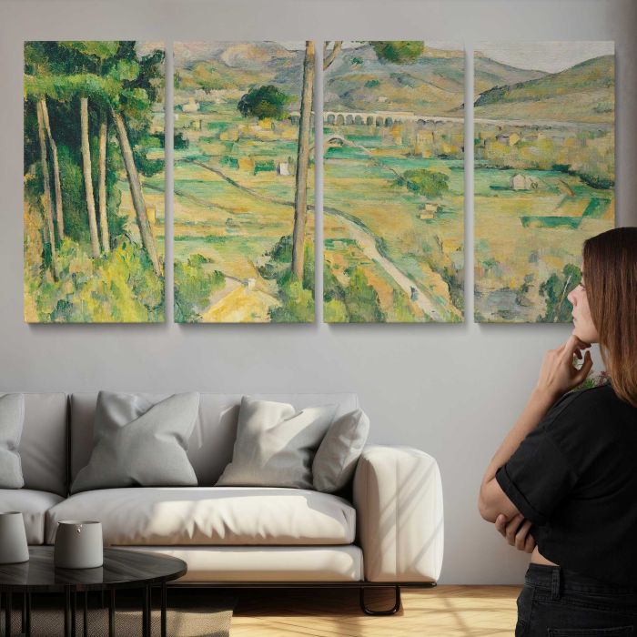 Mont Sainte-Victoire and the Viaduct of the Arc River Valley (ca. 1882–1885) by Paul Cézanne canvas print, interior display view