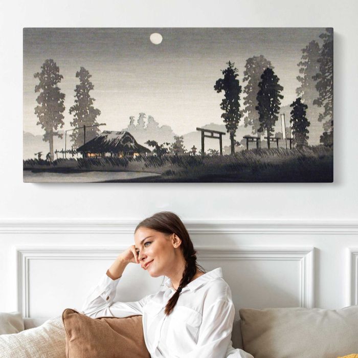 Moon at Egota, Tokyo (ca.1926–1927) by Hiroaki Takahashi canvas print, interior display view