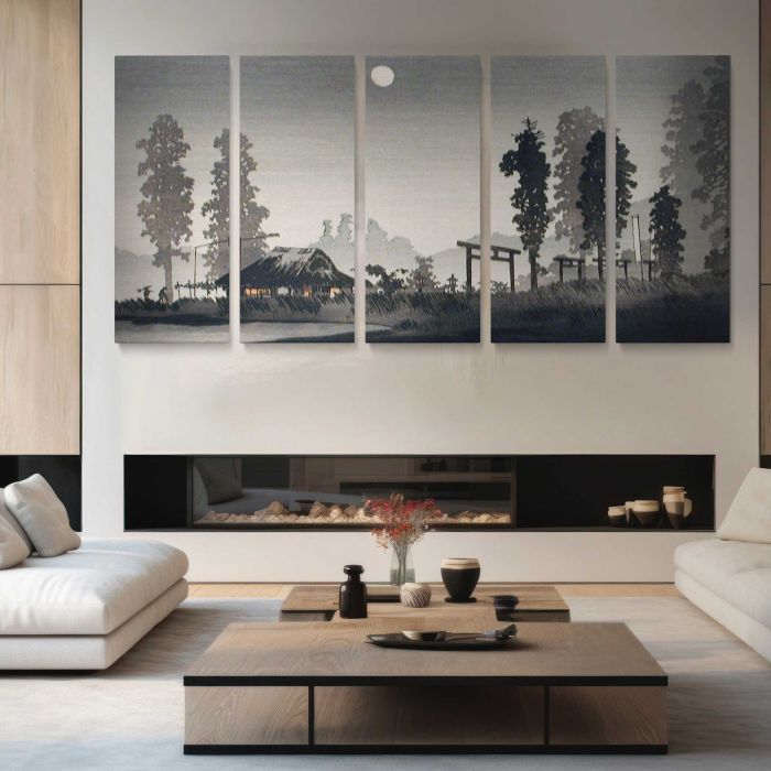 Moon at Egota, Tokyo (ca.1926–1927) by Hiroaki Takahashi canvas print, interior display view
