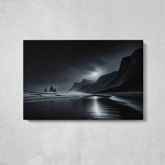 Moonlit Cliffs and Reflections canvas print, front canvas view