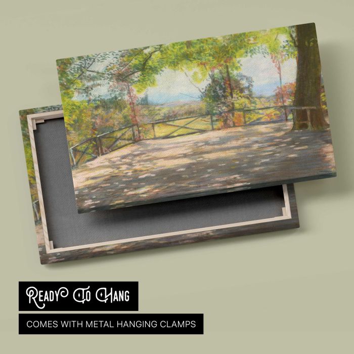 Motif in park (1900) by Laszlo Mednyanszky canvas print, canvas reverse and frame view