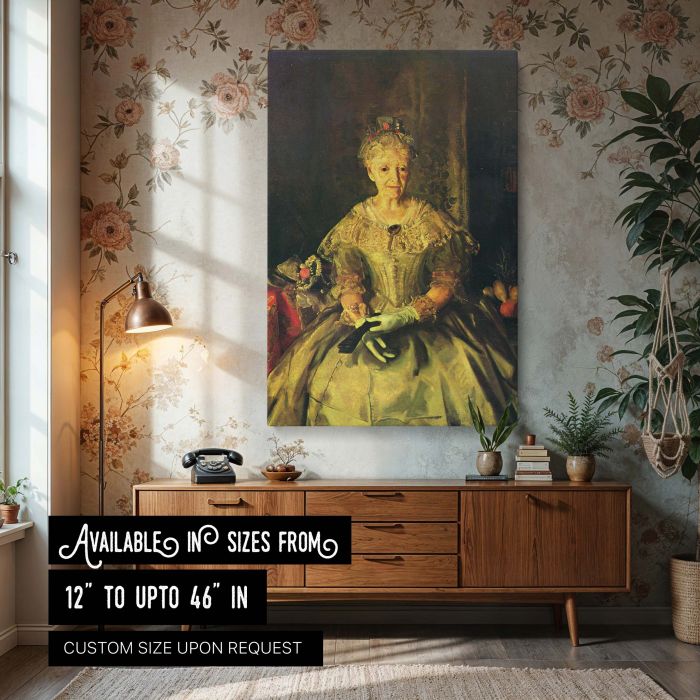Mrs. T. in Cream Silk by George Bellows - Antique Dress and White Gloves canvas wall art