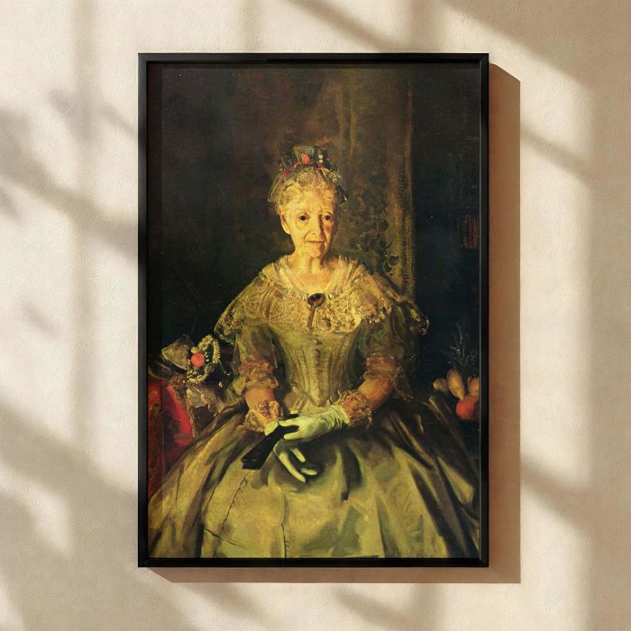 Mrs. T. in Cream Silk by George Bellows - Antique Dress and White Gloves canvas wall art - Image 2