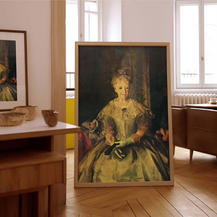 Mrs. T. in Cream Silk by George Bellows - Antique Dress and White Gloves canvas wall art - Image 7