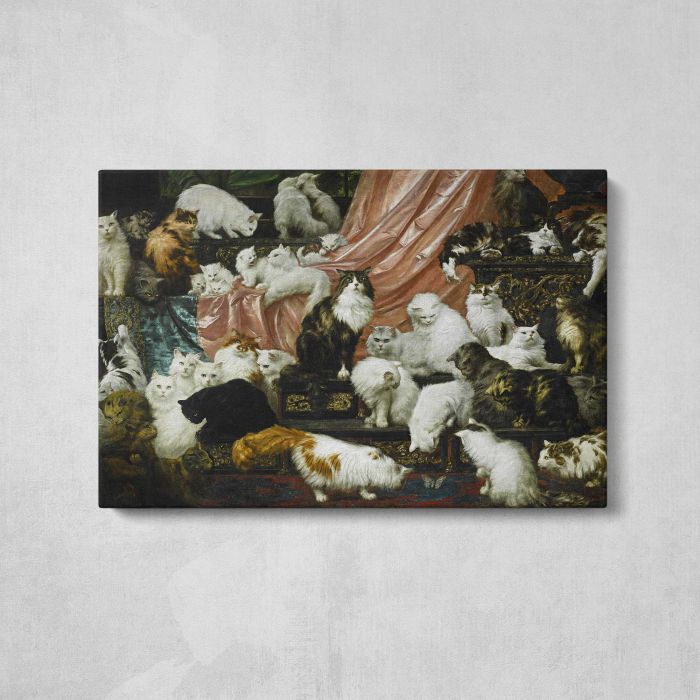My Wife's Lovers by Carl Kahler - single-panel canvas displayed above a console table