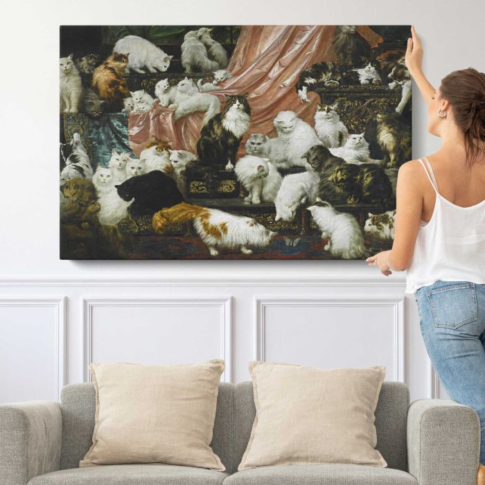 My Wife's Lovers by Carl Kahler - single-panel canvas shown with a person for scale
