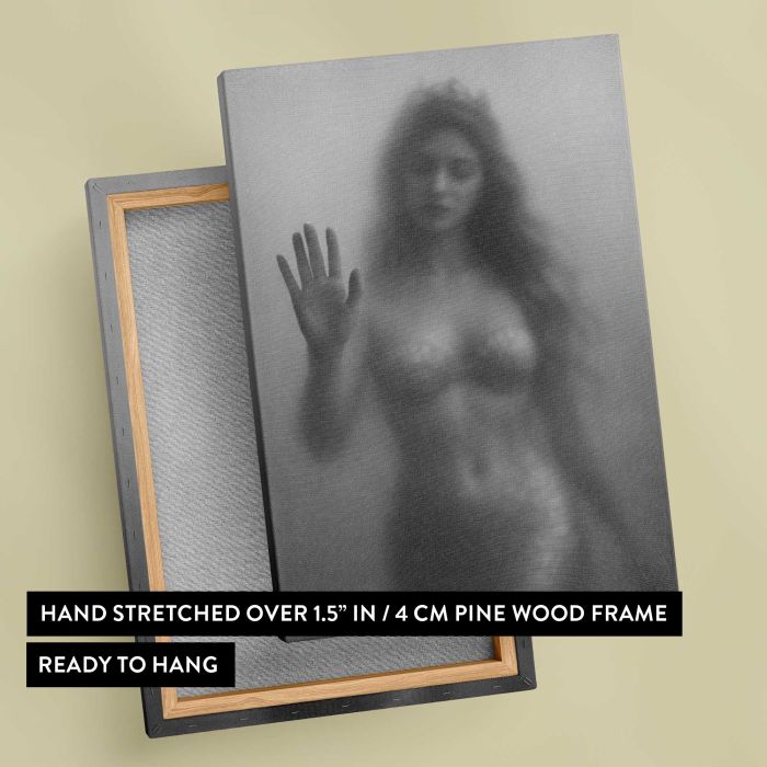 Mystical Woman behind Glass canvas print, canvas reverse and frame view