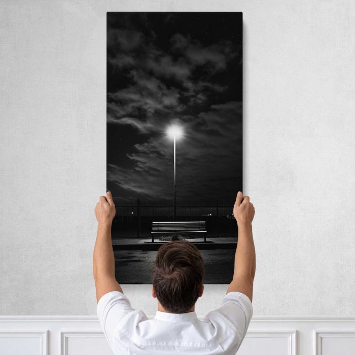 Night Sky with a Shooting Star canvas print, tall canvas held against a wall