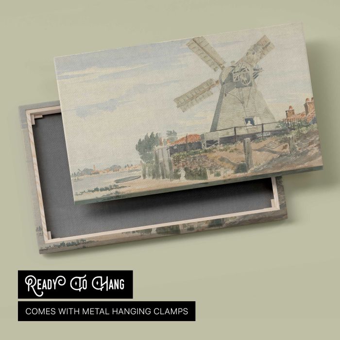 Old Mill at Battersea canvas print, canvas reverse and frame view