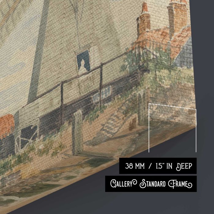 Old Mill at Battersea canvas print, canvas surface and edge detail