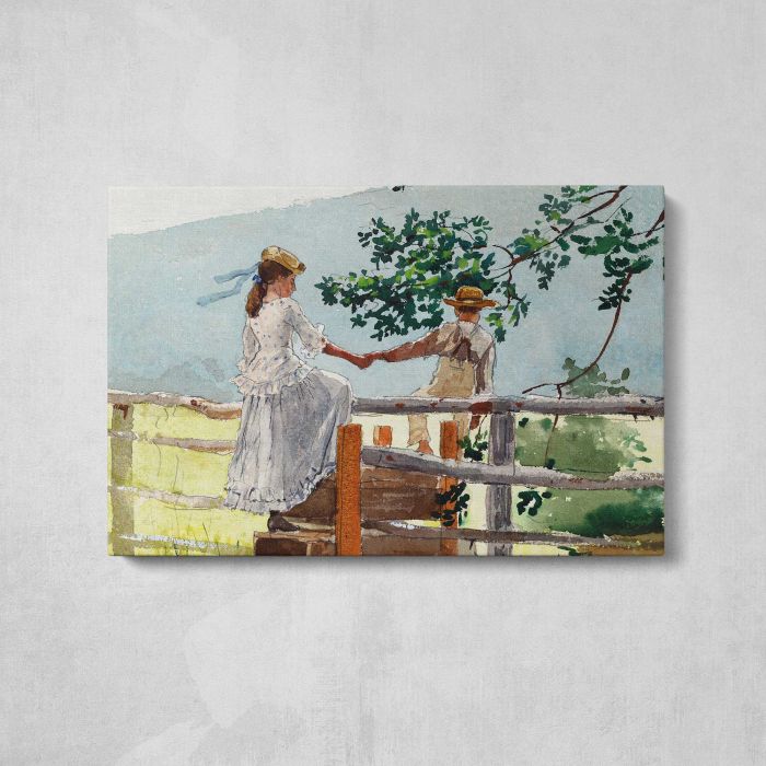 On the Stile (1878) by Winslow Homer canvas print, front canvas view