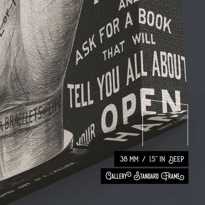 Open Hand — Vintage Palm Reading canvas print, canvas surface and edge detail