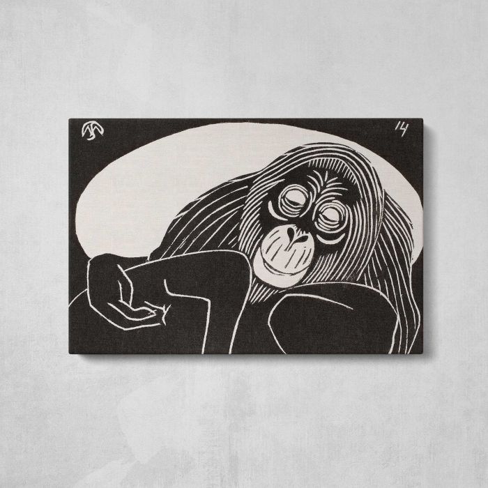 Orangutan by Samuel Jessurun de Mesquita - single-panel canvas displayed above a console table