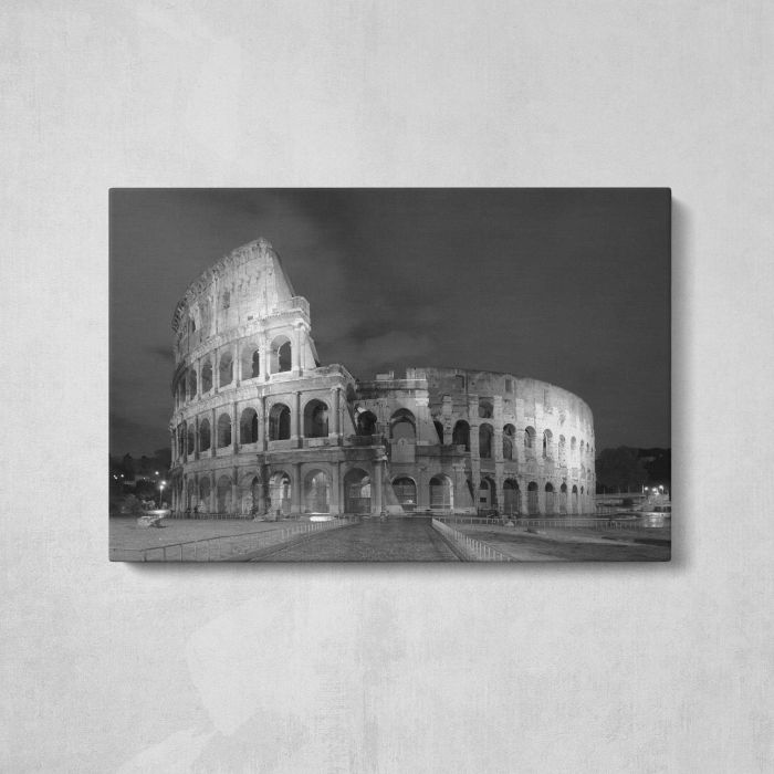 Outside of Colosseum in Rome, Italy canvas print, front canvas view