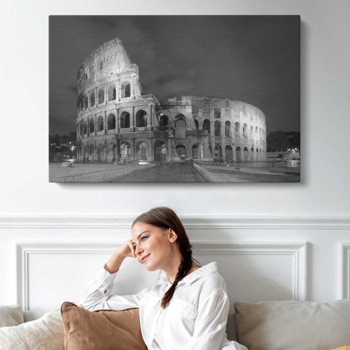 Outside of Colosseum in Rome, Italy canvas print, interior display view