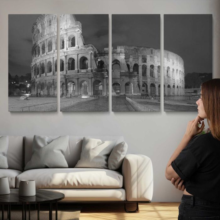 Outside of Colosseum in Rome, Italy canvas print, interior display view