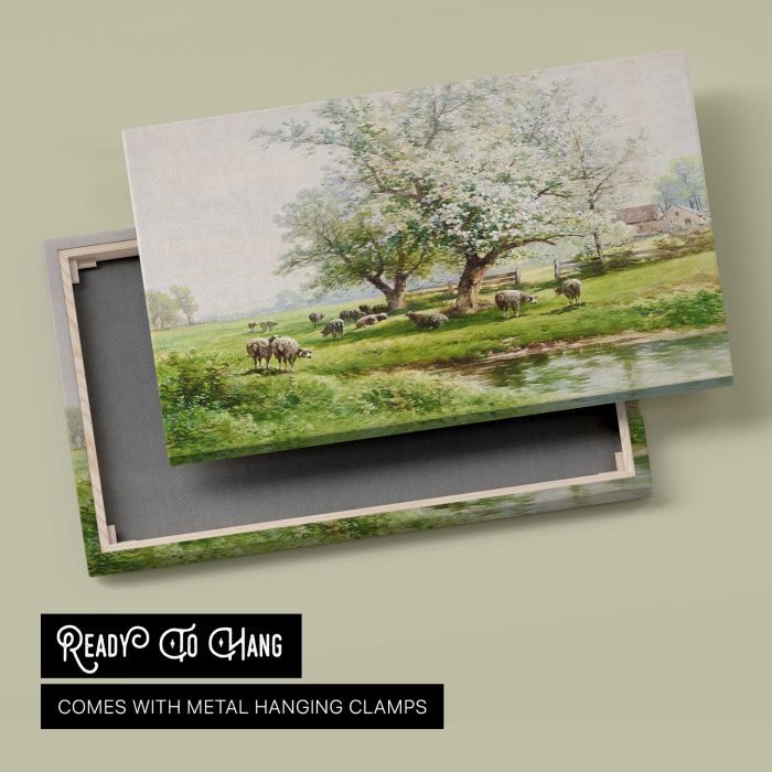 Pastoral Landscape, Carl Weber canvas print, canvas reverse and frame view