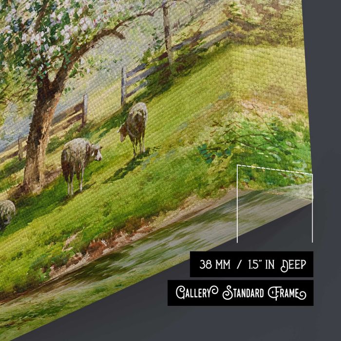 Pastoral Landscape, Carl Weber canvas print, canvas surface and edge detail
