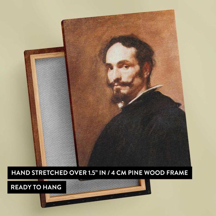 Portrait of a Man by Diego Velázquez canvas print, canvas reverse and frame view
