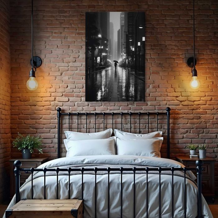 Rainy City Architecture in Silhouette canvas print, interior display view