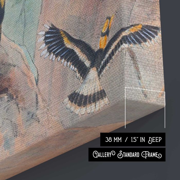 Rhinoceros Hornbill by Joseph Wolf canvas print, canvas surface and edge detail