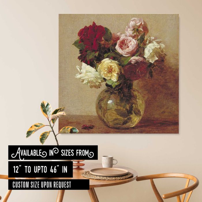 Roses (1884) by Henri Fantin-Latour canvas print, interior display view