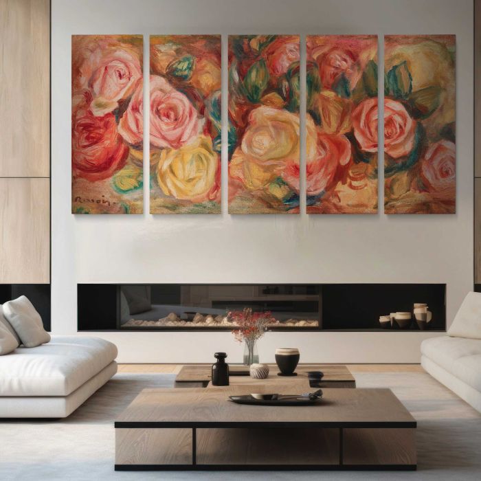Roses (1912) by Pierre-Auguste Renoir canvas print, interior display view