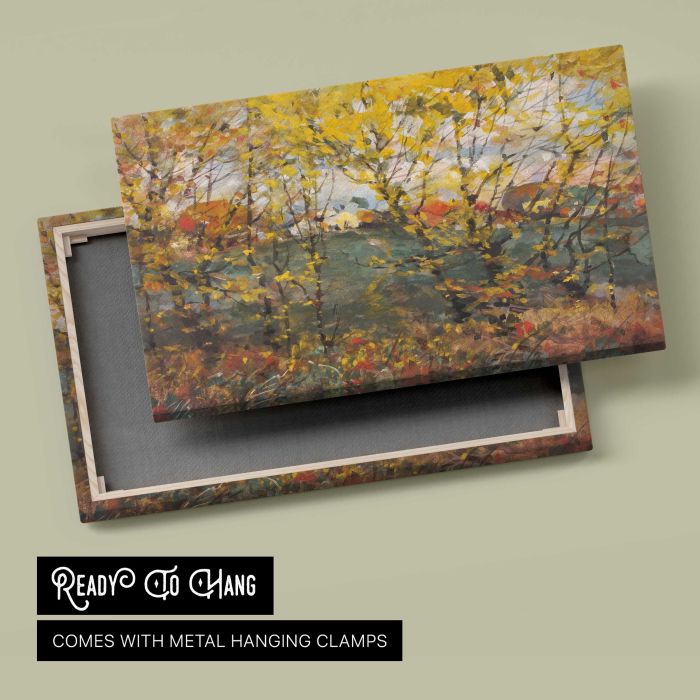Royal Oak (1932), vintage Autumn illustration by William Henry Holmes canvas print, canvas reverse and frame view
