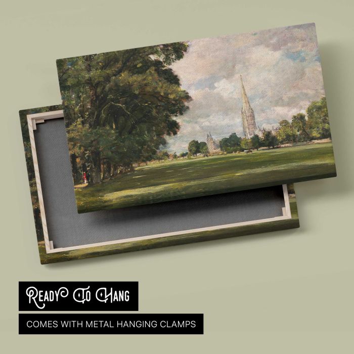 Salisbury Cathedral from Lower Marsh Close (1820) by John Constable canvas print, canvas reverse and frame view