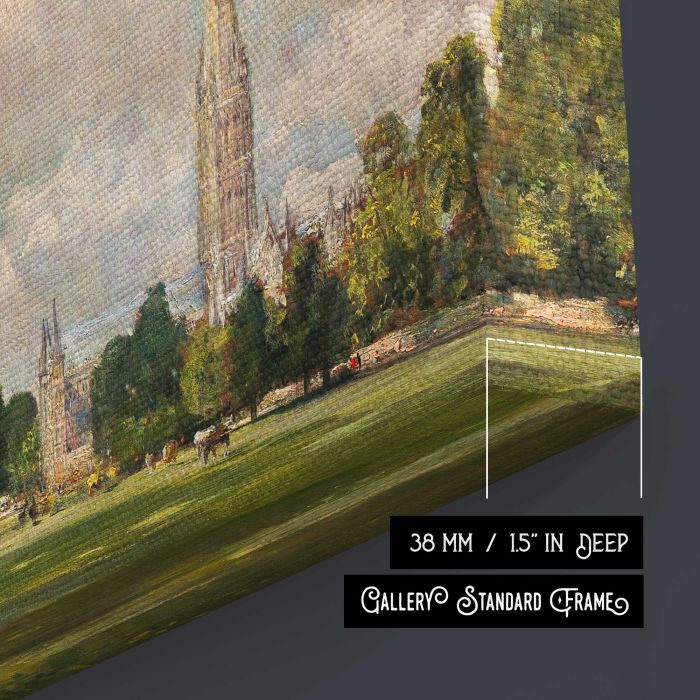 Salisbury Cathedral from Lower Marsh Close (1820) by John Constable canvas print, canvas surface and edge detail