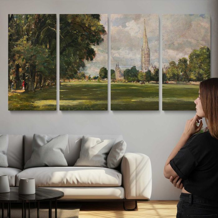 Salisbury Cathedral from Lower Marsh Close (1820) by John Constable canvas print, interior display view