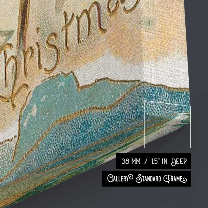 Santa Claus and His Reindeer (1907) by Souvenir Post Card Company canvas print, canvas surface and edge detail