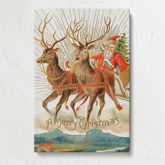 Santa Claus and His Reindeer (1907) by Souvenir Post Card Company canvas print, front canvas view
