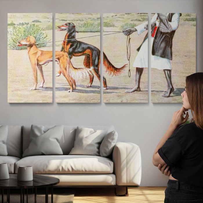 Scottish Deerhound and Persian Gazelle Hound (1919) by Louis Agassiz Fuertes canvas print, interior display view