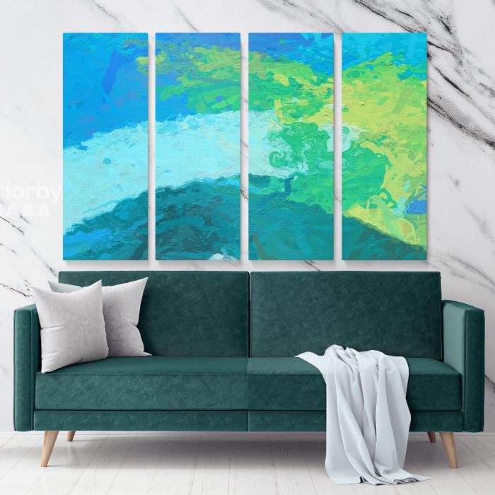 Blue Abstract Painting Photo Print on Canvas with Frame Artworks Wall Posters Hangings Canvas Gift - Image 4