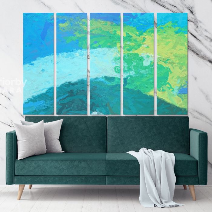 Blue Abstract Painting Photo Print on Canvas with Frame Artworks Wall Posters Hangings Canvas Gift - Image 5
