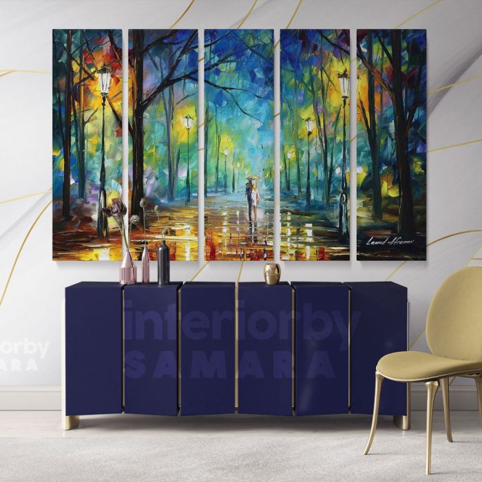 Walk in Night Palette Knife Art Oil Painting by Leonid Afremov Canvas Wall Art - Image 5