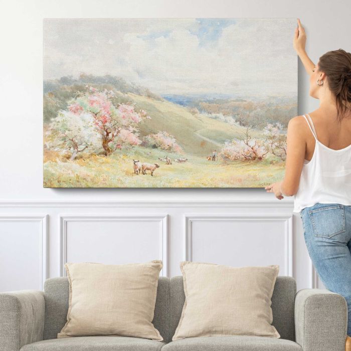 Spring by Joseph Rubens Powell (1835–1871) canvas print, canvas shown with a person for scale