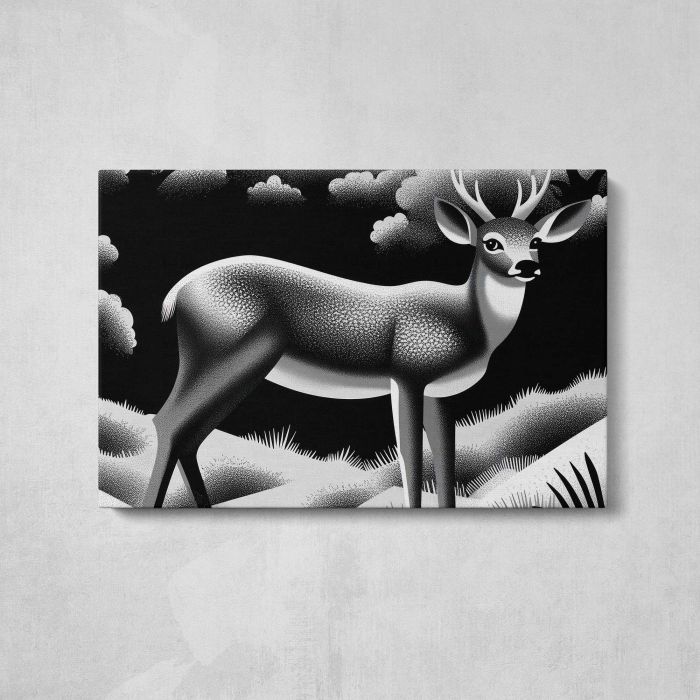 Stag Wildlife Illustration canvas print, front canvas view
