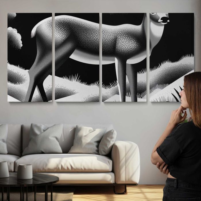 Stag Wildlife Illustration canvas print, interior display view