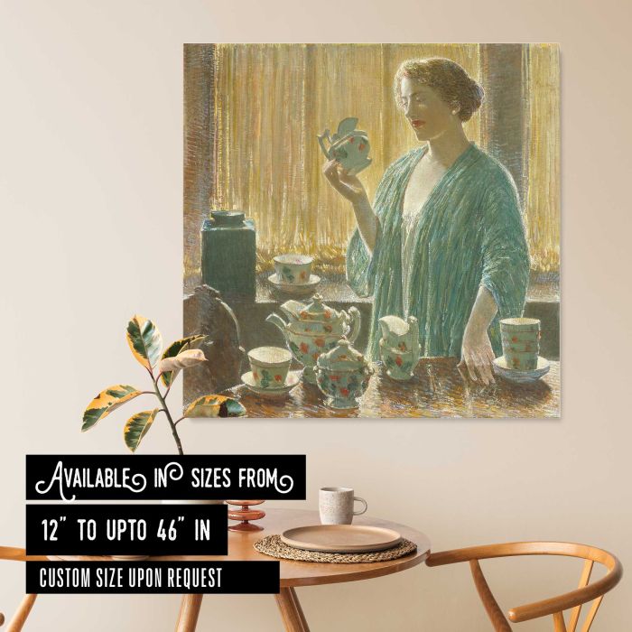 Strawberry Tea Set (1912) by Frederick Childe Hassam canvas print, interior display view