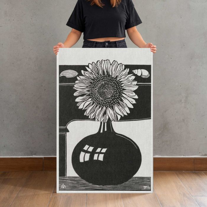 Sunflower (Zonnebloem) (1914) by Samuel Jessurun de Mesquita canvas print, canvas shown with a person for scale