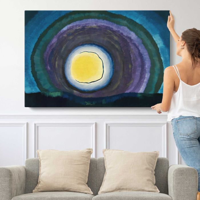 Sunrise III (1936–37) by Arthur Dove canvas print, canvas shown with a person for scale